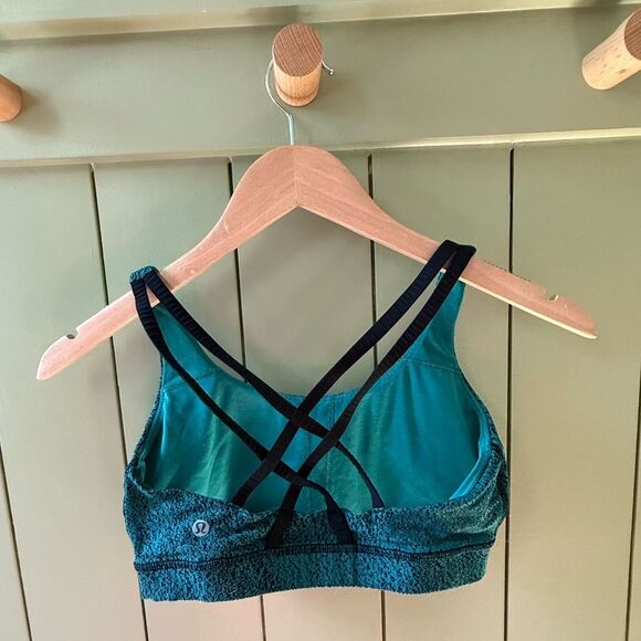 Lululemon Energy Bra in Power Luxtreme Spray Jacquard Hunter Green Black - Picture 3 of 5